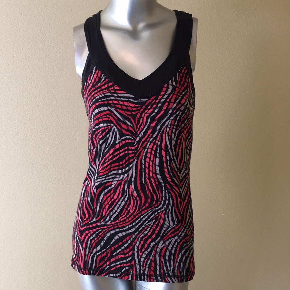 LUCY | Zebra Print Tank Top With Built In Shelf Bra - Picture 2 of 11